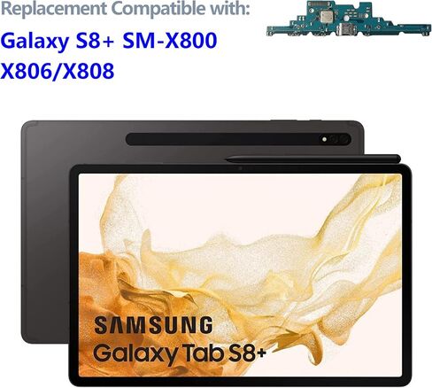 [1 PCS] شاحن شاحن USB جديد شحن الموصل Dock Connector Ribbon Flex Cable Prespons for Galaxy Tab S8+ SM-X800 SM-X806 4G/5G-Black in Saudi Arabia