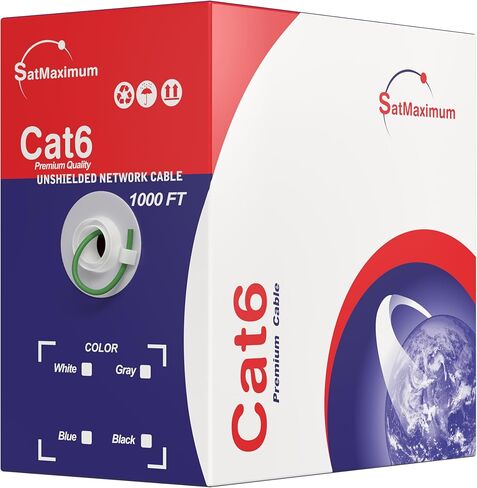 CAT6 1000FT Solid Ethernet Cable UTP 23AWG 550MHz RJ45 LAN Network Bulk Wire Pull Box (Copper Clad Aluminum, Green) in Kuwait