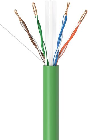 CAT6 1000FT Solid Ethernet Cable UTP 23AWG 550MHz RJ45 LAN Network Bulk Wire Pull Box (Copper Clad Aluminum, Green) in Kuwait