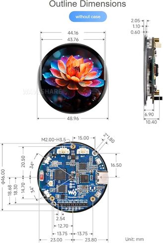 waveshare ESP32-S3 1.75inch AMOLED Round Touch Display Development Board 466×466 Pixels 16.7M Color Display,QSPI Interface,Support Wi-Fi and BLE 5 in Saudi Arabia