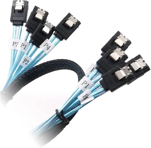 1pcs 4 إلى 4 s/كحبل 6 SATA إلى 6 SATA III 6GBPS S/كحبل لخادم 7 دبوس إلى 7 دبوس سلك (1M ، 4SATA) in Saudi Arabia