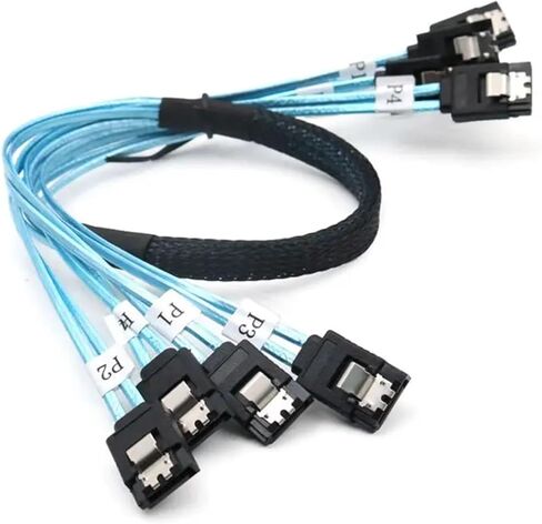1pcs 4 إلى 4 s/كحبل 6 SATA إلى 6 SATA III 6GBPS S/كحبل لخادم 7 دبوس إلى 7 دبوس سلك (1M ، 4SATA) in Saudi Arabia