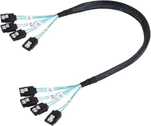 1pcs 4 إلى 4 s/كحبل 6 SATA إلى 6 SATA III 6GBPS S/كحبل لخادم 7 دبوس إلى 7 دبوس سلك (1M ، 4SATA) in Saudi Arabia