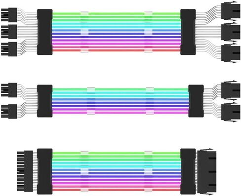 Power Supply Extension Cable 24 Pin Motherboard Extension Cable Graphics Card 8 Pin Synchronized PSU(3X8pin White) in Saudi Arabia