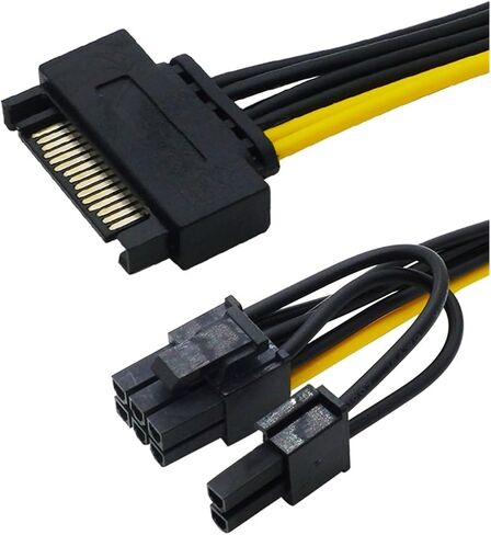 15 Pin SATA Male to 8 Pin (6+2) PCI-e Power Supply Cable 15Pin SATA to 8Pin PCI Adapter for Graphics Video Card 8 Inch in Saudi Arabia