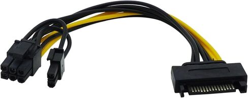 15 Pin SATA Male to 8 Pin (6+2) PCI-e Power Supply Cable 15Pin SATA to 8Pin PCI Adapter for Graphics Video Card 8 Inch in Saudi Arabia