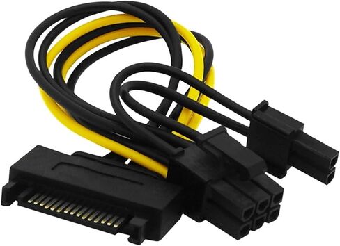 15 Pin SATA Male to 8 Pin (6+2) PCI-e Power Supply Cable 15Pin SATA to 8Pin PCI Adapter for Graphics Video Card 8 Inch in Saudi Arabia