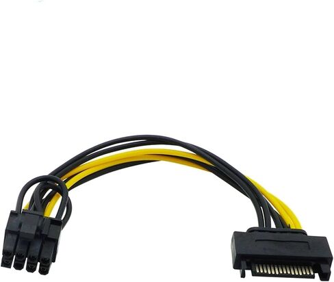 15 Pin SATA Male to 8 Pin (6+2) PCI-e Power Supply Cable 15Pin SATA to 8Pin PCI Adapter for Graphics Video Card 8 Inch in Saudi Arabia