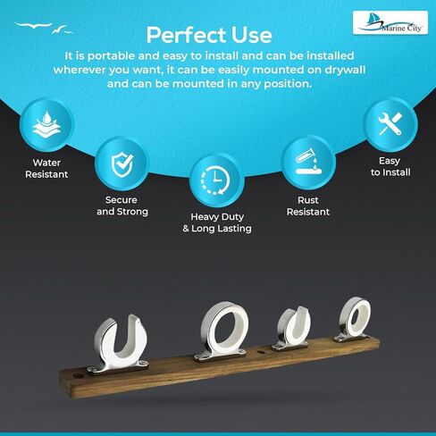 MARINE CITY Aluminum Bright Gold Anodizing Fishing Rod Storage Hanger Rack 2.71 Inches for Boats – Vans – Cars – Ships – Marines (Pack of 2) in Kuwait