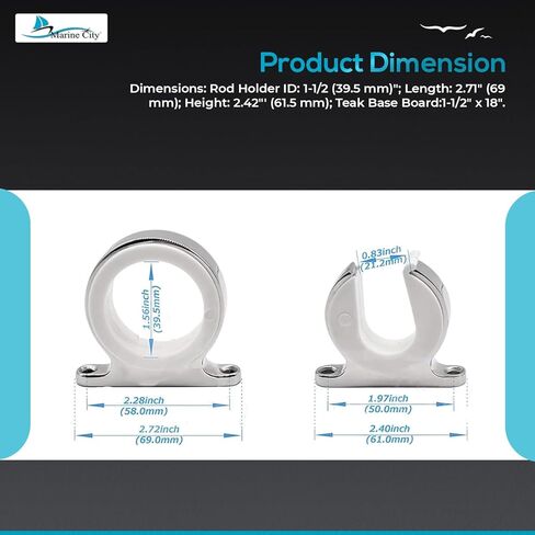 MARINE CITY Aluminum Bright Gold Anodizing Fishing Rod Storage Hanger Rack 2.71 Inches for Boats – Vans – Cars – Ships – Marines (Pack of 2) in Kuwait