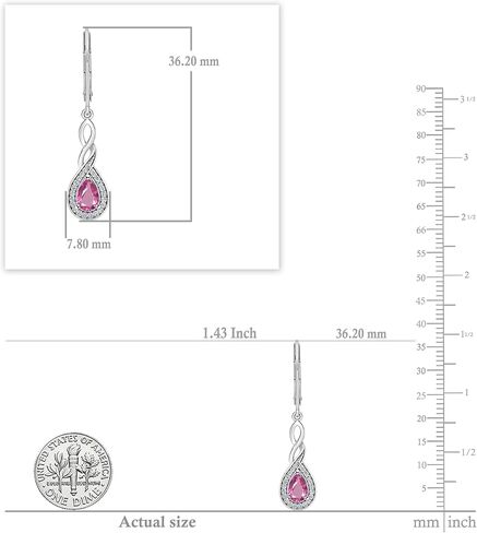 Dazzlingrock Collection 6X4mm Each Pear Lab Created Gemstone & Round Natural White Diamond Swirl Halo Teardrop Lever Back Dangling Drop Earrings for Women in 925 Sterling Silver in Saudi Arabia