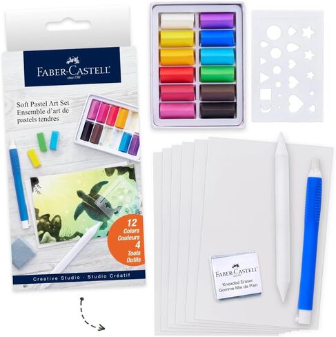 Faber-Castell Soft Pastels Art Set - Art Projects for Adults, Arts and Crafts for Beginners, 12 Soft Pastels and Art Supplies in Saudi Arabia