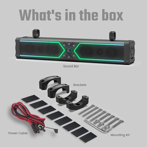 NOAM NSB UTV 28 "Soundbar-نظام صوت Bluetooth مقاوم للماء 66 مع مصابيح RGB لـ UTV ، عربات الجولف والقوارب | RMS 250W True. in Kuwait