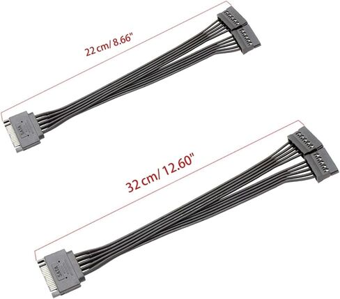 كابل SATA Power Splitter SSD HDD كابل الطاقة الصلبة SATA 15 دبوس من الذكور إلى 2 كابل تمديد الإناث y-splitter (22 سم) in Saudi Arabia