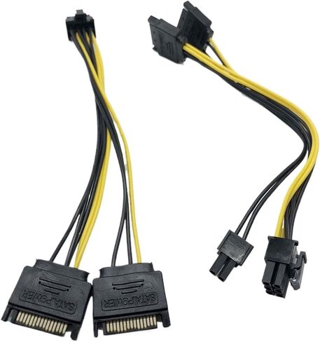 2x15Pin SATA to 6/8 Pin PCI-E SATA Cable Power Splitter Cable Power Supply Cable SATA Adapter Cable Graphics Card Power Cord(to 8 Pin) in Saudi Arabia