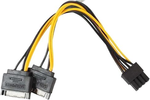 2x15Pin SATA to 6/8 Pin PCI-E SATA Cable Power Splitter Cable Power Supply Cable SATA Adapter Cable Graphics Card Power Cord(to 8 Pin) in Saudi Arabia