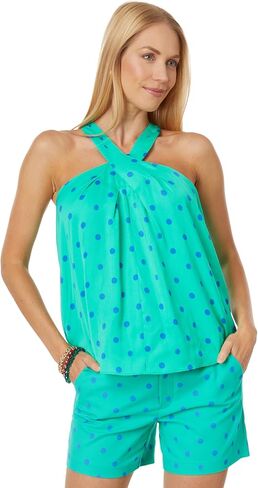 Lilly Pulitzer Rori Top for Women - High Pleated Neckline and Straight Hemline, Gorgeous and Stylish Top in Saudi Arabia