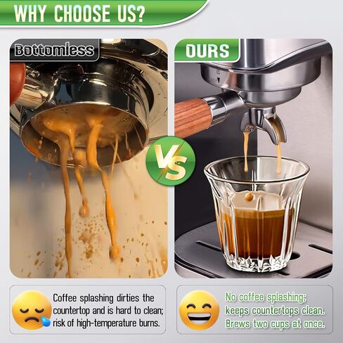 Portafilter 51 ملم لـ Casabrews 3700/CM5418 ، مقبض Espresso Spout المزدوج مع Siam Rosewood Grip و 304 سلة من الفولاذ المقاوم للصدأ in Saudi Arabia