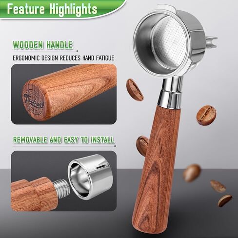 Portafilter 51 ملم لـ Casabrews 3700/CM5418 ، مقبض Espresso Spout المزدوج مع Siam Rosewood Grip و 304 سلة من الفولاذ المقاوم للصدأ in Saudi Arabia
