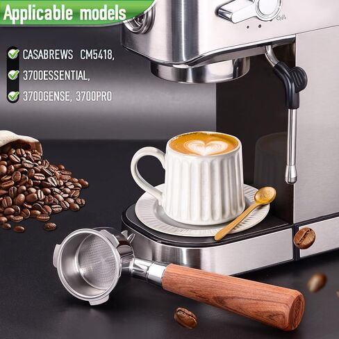 Portafilter 51 ملم لـ Casabrews 3700/CM5418 ، مقبض Espresso Spout المزدوج مع Siam Rosewood Grip و 304 سلة من الفولاذ المقاوم للصدأ in Saudi Arabia