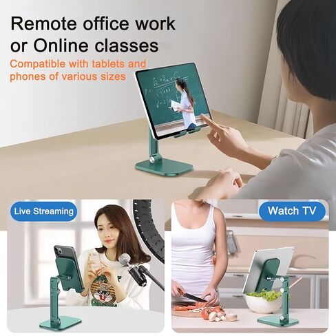 Cell Phone Stand for Desk, Adjustable Angle Height Foldable Cell Phone Desktop Holder Compatible with 4-13 Inch Mobile Phone/iPad/Tablet - White in Saudi Arabia