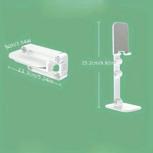 Cell Phone Stand for Desk, Adjustable Angle Height Foldable Cell Phone Desktop Holder Compatible with 4-13 Inch Mobile Phone/iPad/Tablet - White in Saudi Arabia