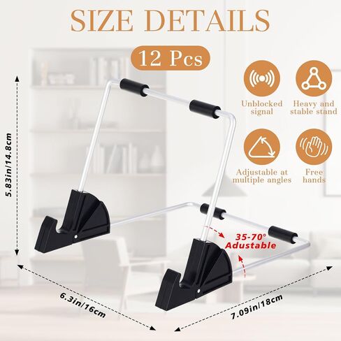 Blulu 12 Pack Adjustable Tablet Stand 6.5" x 6.1" Aluminum Alloy Foldable Book Display Stand with Non-slip Portable Tablet Holder for Laptop Phone Plate Picture Frames Photos Magazine in Saudi Arabia
