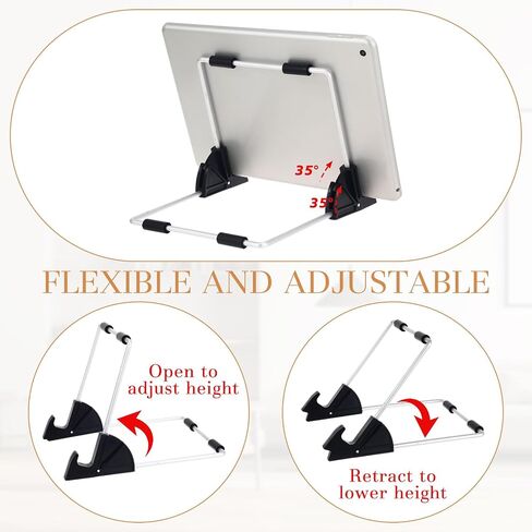 Blulu 12 Pack Adjustable Tablet Stand 6.5" x 6.1" Aluminum Alloy Foldable Book Display Stand with Non-slip Portable Tablet Holder for Laptop Phone Plate Picture Frames Photos Magazine in Saudi Arabia
