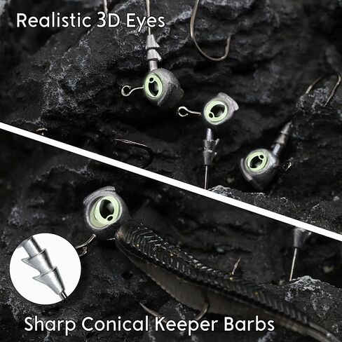 3D Eyes Swimbait Fishing Jig Heads, 10/15 Pack Weighted Trout Walleye Jig Heads Bass Hooks for Freshwater Saltwater Fishing 1/8oz 3/16oz 1/4oz 3/8oz in Saudi Arabia