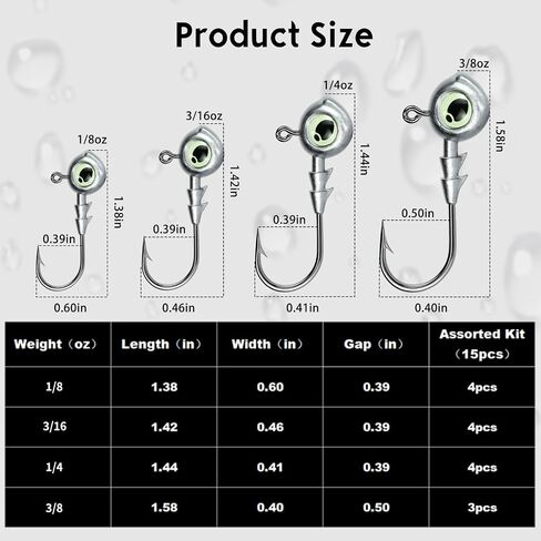 3D Eyes Swimbait Fishing Jig Heads, 10/15 Pack Weighted Trout Walleye Jig Heads Bass Hooks for Freshwater Saltwater Fishing 1/8oz 3/16oz 1/4oz 3/8oz in Saudi Arabia