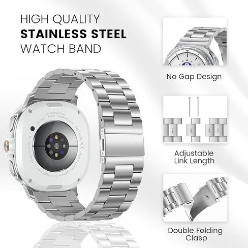 أشرطة معدنية متوافقة مع Samsung Galaxy Watch 8 Classic Band 46mm ، Galaxy Watch 8 Band 44mm 40mm ، معصم حزام من الفولاذ المقاوم للصدأ من أجل Samsung Watch 8 فرق كلاسيكية للنساء in Kuwait