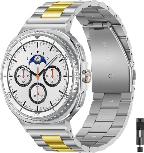 Metal Bands Compatible with Samsung Galaxy Watch 8 Classic Band 46mm, Galaxy Watch 8 Band 44mm 40mm, Business Stainless Steel Strap Wristband for Samsung Watch 8 Classic Bands Men Women in Kuwait