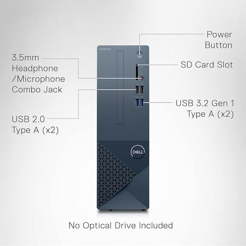 Dell 2023 Inspiron 3020s كمبيوتر سطح المكتب الصغير ، Intel Core I5-13400 ، Intel UHD 730 Graphics ، Bluetooth ، WiFi ، Windows 11 Pro ، خدمات متضمنة (16 جيجابايت من ذاكرة الوصول العشوائي | 1TB SSD) in Saudi Arabia