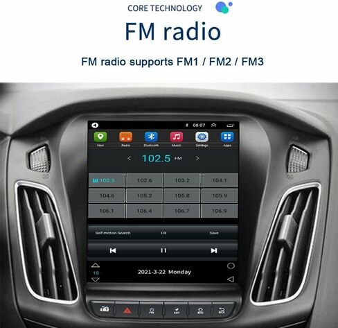 Android 13.0 Double DIN Car Stereo 9.7 بوصة HD شاشة اللمس الصوت متعدد الوسائط مع Carplay Android Auto GPS Radio Camera Bluetooth for Ford Focus 2012-2018 in Kuwait