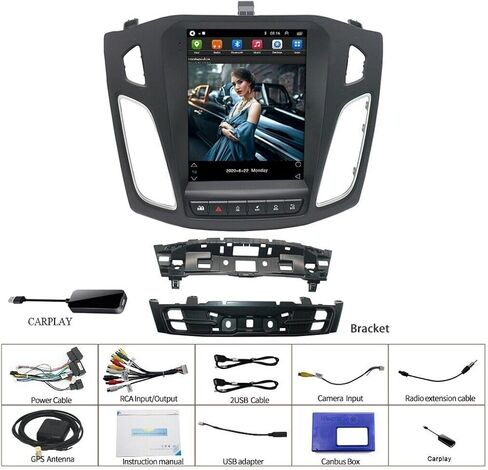 Android 13.0 Double DIN Car Stereo 9.7 بوصة HD شاشة اللمس الصوت متعدد الوسائط مع Carplay Android Auto GPS Radio Camera Bluetooth for Ford Focus 2012-2018 in Kuwait