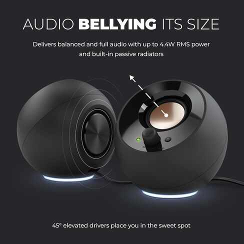Creative Pebble SE Minimalist 2.0 USB-C Powered PC Speakers with RGB Lighting​, 3.5 mm AUX-in, Up to 4.4W RMS Power for Computers and Laptops (Black) (Renewed) in Saudi Arabia