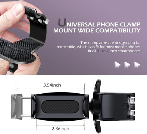 حامل الهاتف الخليوي للسيارة ، نوع المفصلات من نوع التواء الربيع مقطع عالمي قابلة للتعديل شمس شمس القائمة الخلفية مرآة الملاحة ، ملحق السفر الإضافي لمعظم السيارات (أسود) in Kuwait