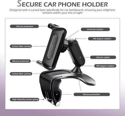 حامل الهاتف الخليوي للسيارة ، نوع المفصلات من نوع التواء الربيع مقطع عالمي قابلة للتعديل شمس شمس القائمة الخلفية مرآة الملاحة ، ملحق السفر الإضافي لمعظم السيارات (أسود) in Kuwait