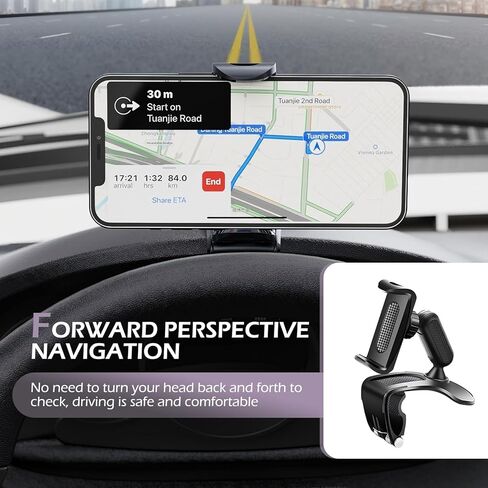 حامل الهاتف الخليوي للسيارة ، نوع المفصلات من نوع التواء الربيع مقطع عالمي قابلة للتعديل شمس شمس القائمة الخلفية مرآة الملاحة ، ملحق السفر الإضافي لمعظم السيارات (أسود) in Kuwait