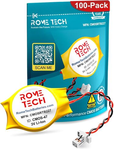 Rome Tech CR2032 CMOS BIOS Battery for Dell Alienware M17x / Dell Inspiron 14z 5423 / Dell Latitude 3301 / Dell Latitude 3410 - Laptop Backup 3V RTC CR 2032 Battery with 2 Wire Cable in Saudi Arabia