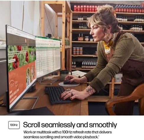 HP 527SF Series 5 27 "FHD 1920X1080 IPS Monitor ، 100Hz ، 99 ٪ SRGB ، 1500: 1 ، 5MS ، Black/Silver (2025 Model) (متجدد) in Kuwait