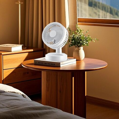 USB Desk Fan with Oscillation, Silent and Strong Airflow, 70° Horizontal Coverage, Compact for Office and Dorm Use in Saudi Arabia