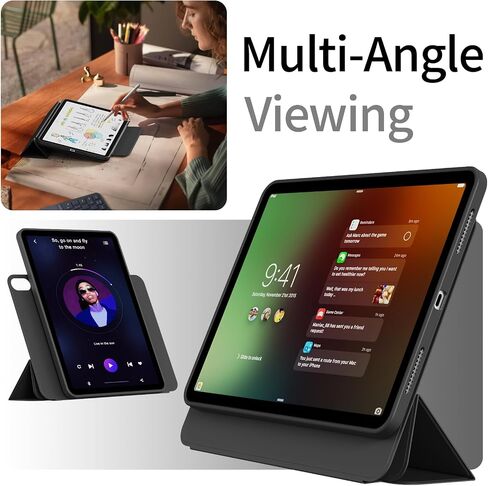 حالة لجيل iPad (A16) الحادي عشر/العاشر (2025/2022 ، 11/10.9 بوصة) مع قفل ، غطاء حامل مغناطيسي ذكي قابل للفصل ، جهاز كمبيوتر صلب شفاف شفاف ، قذيفة الظهر/الاستيقاظ ، أسود ، أسود. in Kuwait