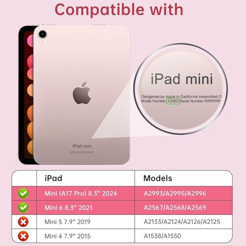 Moko for iPad Mini 7 A17 Pro Case 2024 ، iPad Mini Generation Case 8.3 Inch 2021 مع حامل قلم رصاص ، غطاء واقعي ذكي ضوئي ضئي in Kuwait