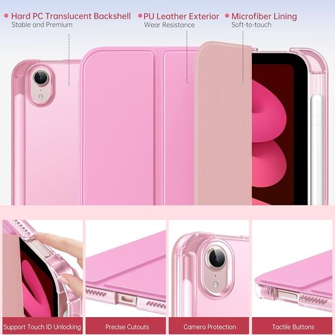 Moko for iPad Mini 7 A17 Pro Case 2024 ، iPad Mini Generation Case 8.3 Inch 2021 مع حامل قلم رصاص ، غطاء واقعي ذكي ضوئي ضئي in Kuwait