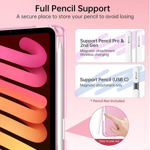 Moko for iPad Mini 7 A17 Pro Case 2024 ، iPad Mini Generation Case 8.3 Inch 2021 مع حامل قلم رصاص ، غطاء واقعي ذكي ضوئي ضئي in Kuwait