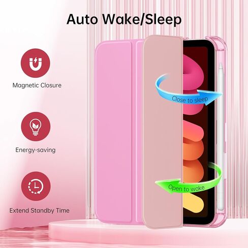 Moko for iPad Mini 7 A17 Pro Case 2024 ، iPad Mini Generation Case 8.3 Inch 2021 مع حامل قلم رصاص ، غطاء واقعي ذكي ضوئي ضئي in Kuwait