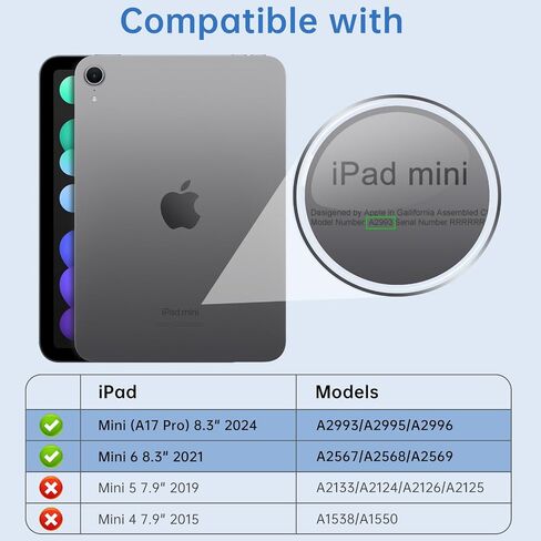 Moko for iPad Mini 7 A17 Pro Case 2024 ، iPad Mini Generation Case 8.3 Inch 2021 مع حامل قلم رصاص ، غطاء واقعي ذكي ضوئي ضئي in Kuwait
