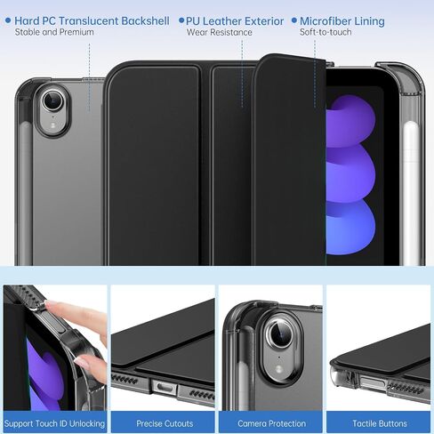 Moko for iPad Mini 7 A17 Pro Case 2024 ، iPad Mini Generation Case 8.3 Inch 2021 مع حامل قلم رصاص ، غطاء واقعي ذكي ضوئي ضئي in Kuwait