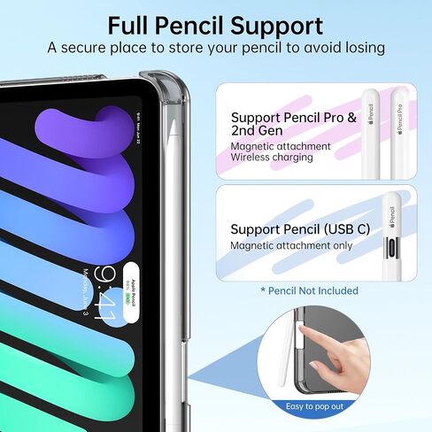 Moko for iPad Mini 7 A17 Pro Case 2024 ، iPad Mini Generation Case 8.3 Inch 2021 مع حامل قلم رصاص ، غطاء واقعي ذكي ضوئي ضئي in Kuwait